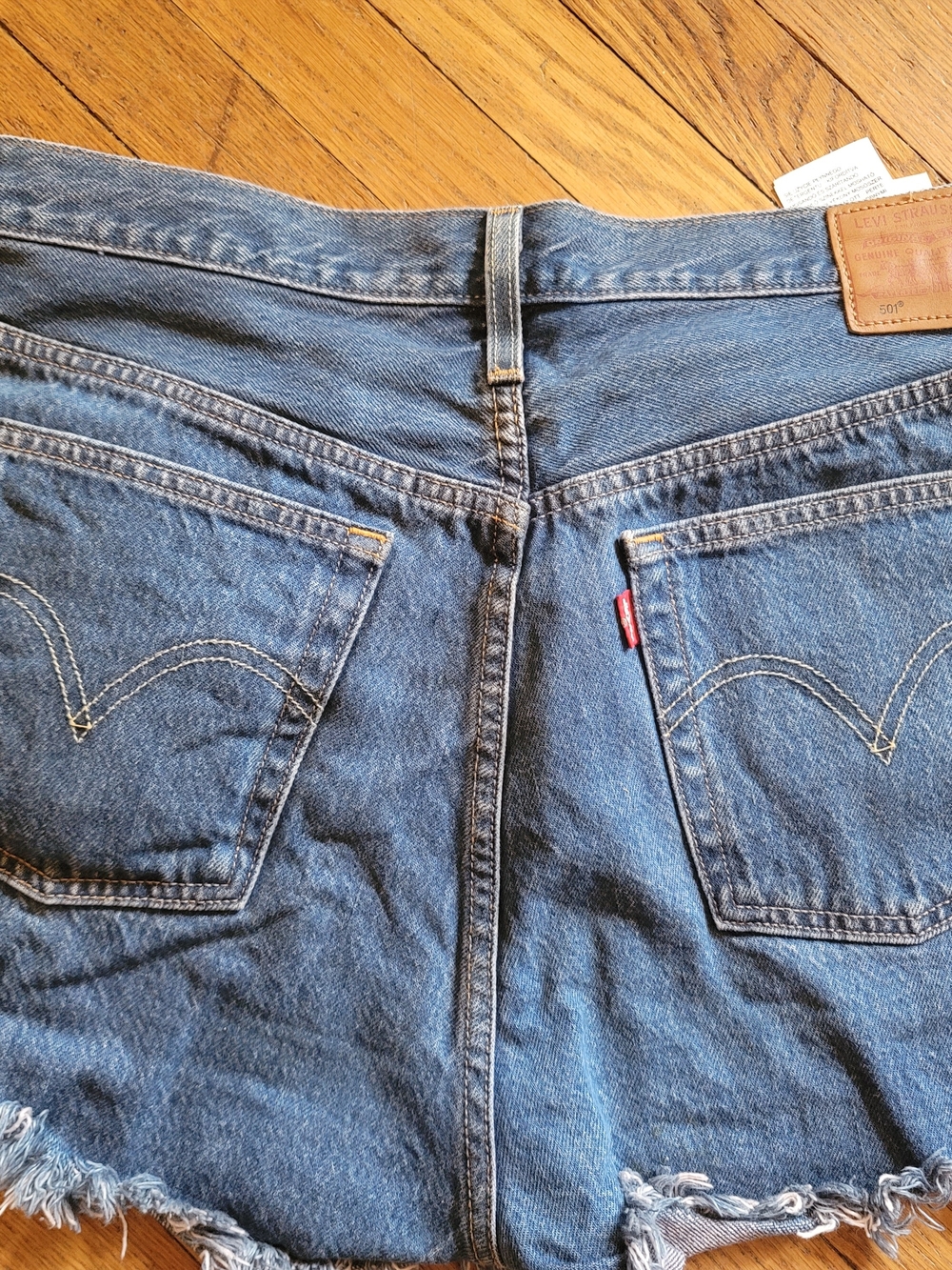 Levi's Ribcage Blue Denim Relaxed Cutoff Shorts